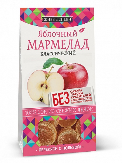 ЖИВЫЕ СНЕКИ Яблочный мармелад "Классический", 90г